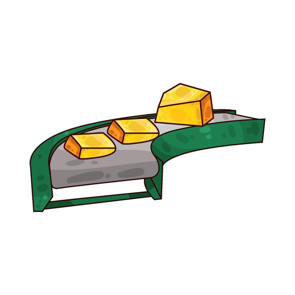 Illustration of gold on the conveyor vector