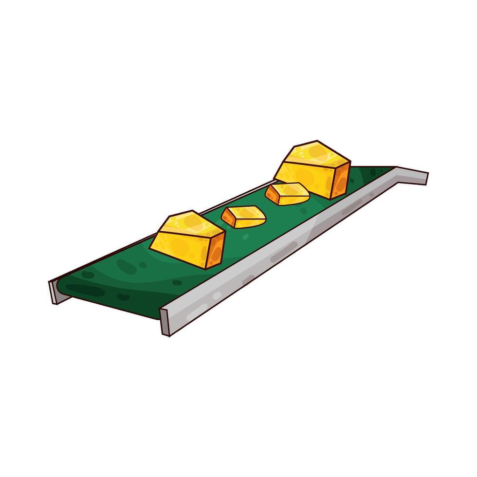Illustration of gold on the conveyor vector