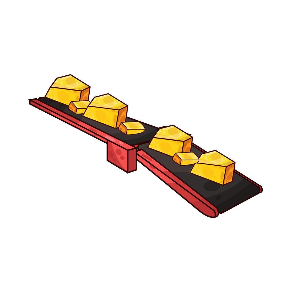 Illustration of gold on the conveyor vector