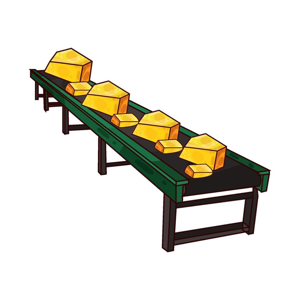 Illustration of gold on the conveyor vector