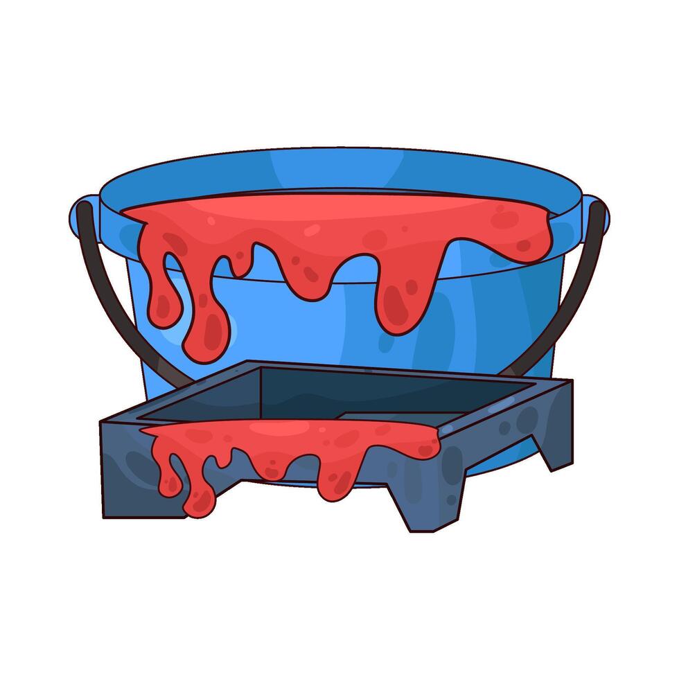 Illustration of red paint bucket vector