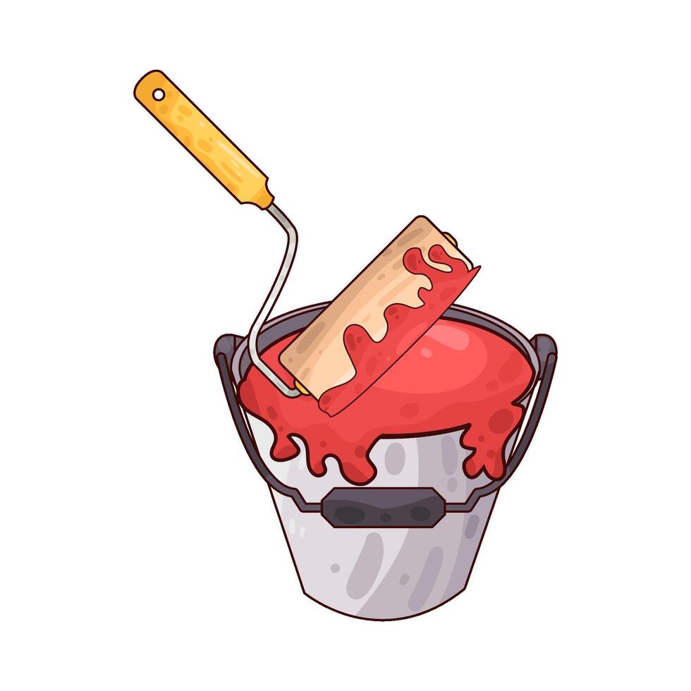 Illustration of red paint bucket vector