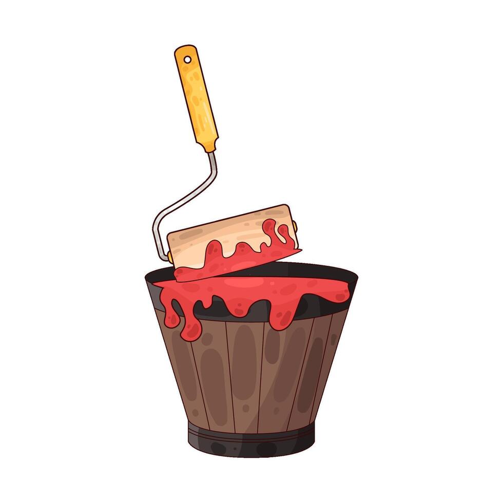 Illustration of red paint bucket vector