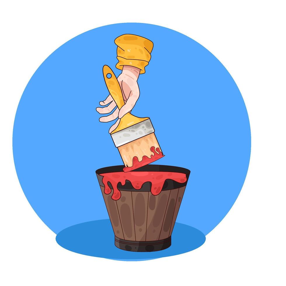 Illustration of red paint bucket vector