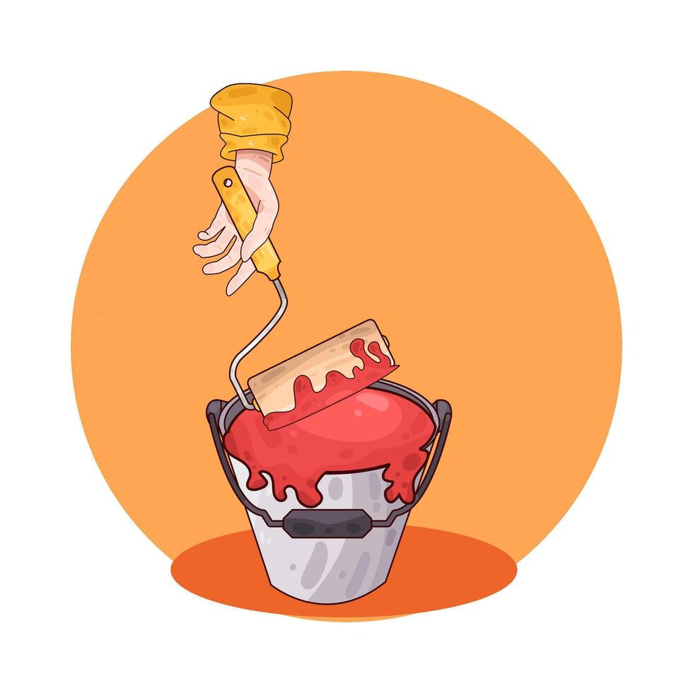 Illustration of red paint bucket vector