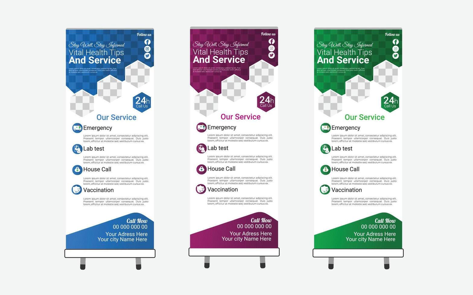 Medical Roll Up Banner design. vector