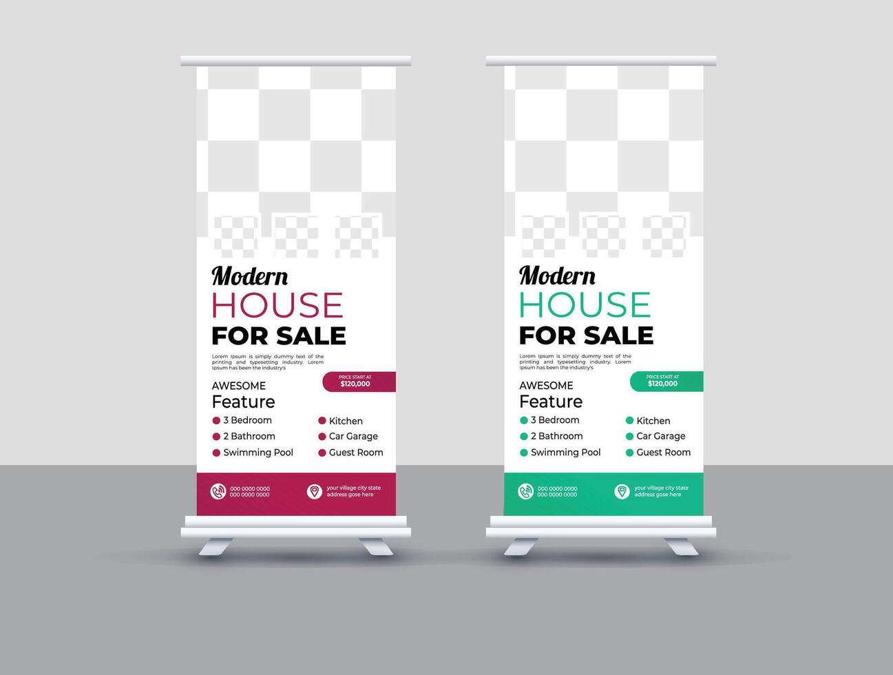 Real State roll up Banner design. vector
