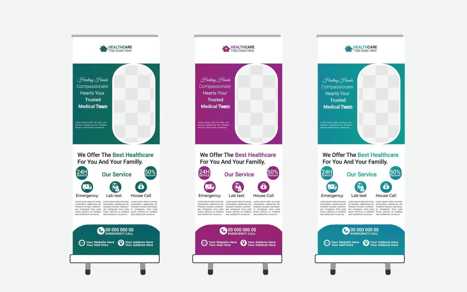 Medical Roll Up Banner design. vector