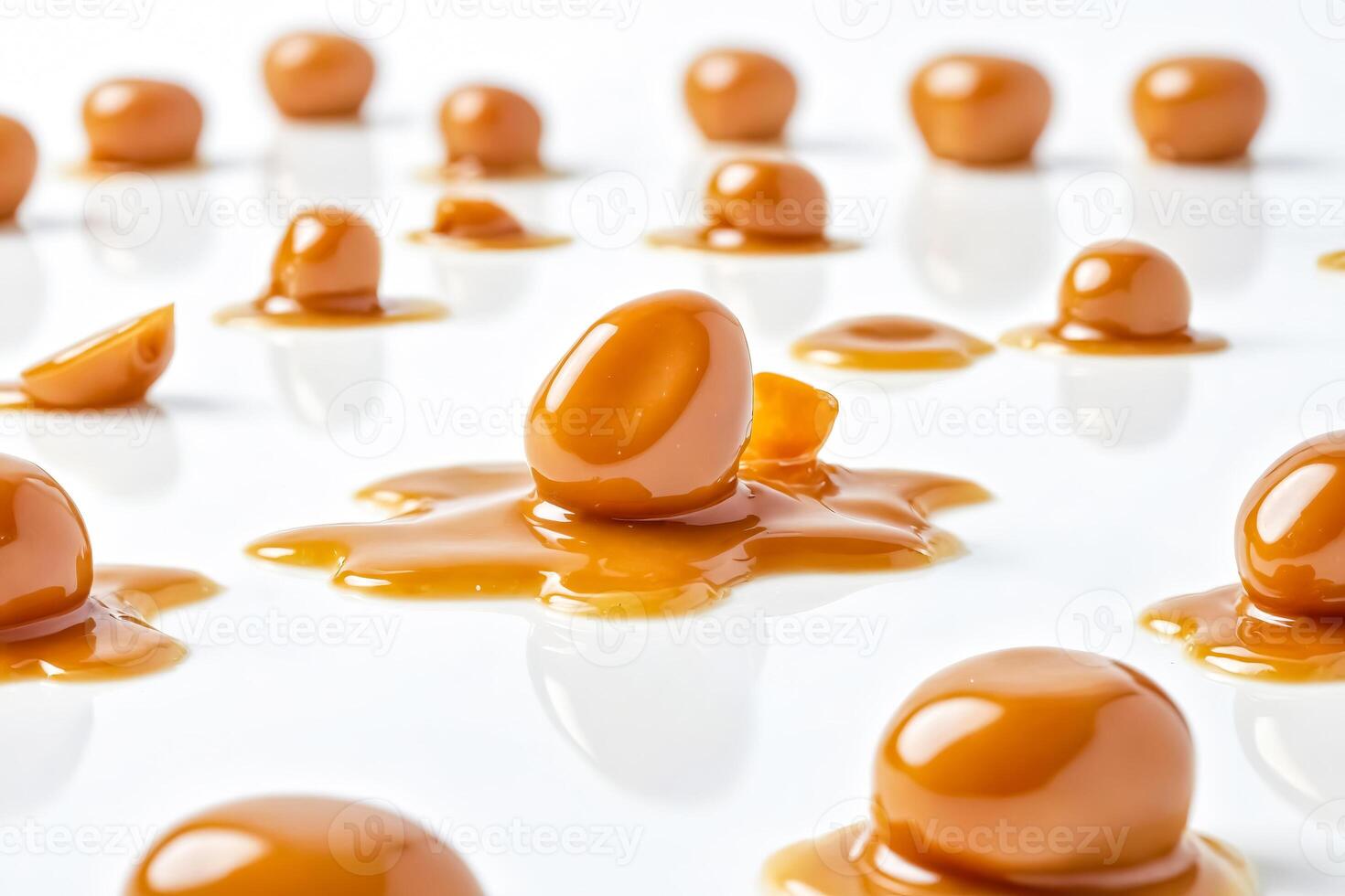 Caramel candies on a white background photo