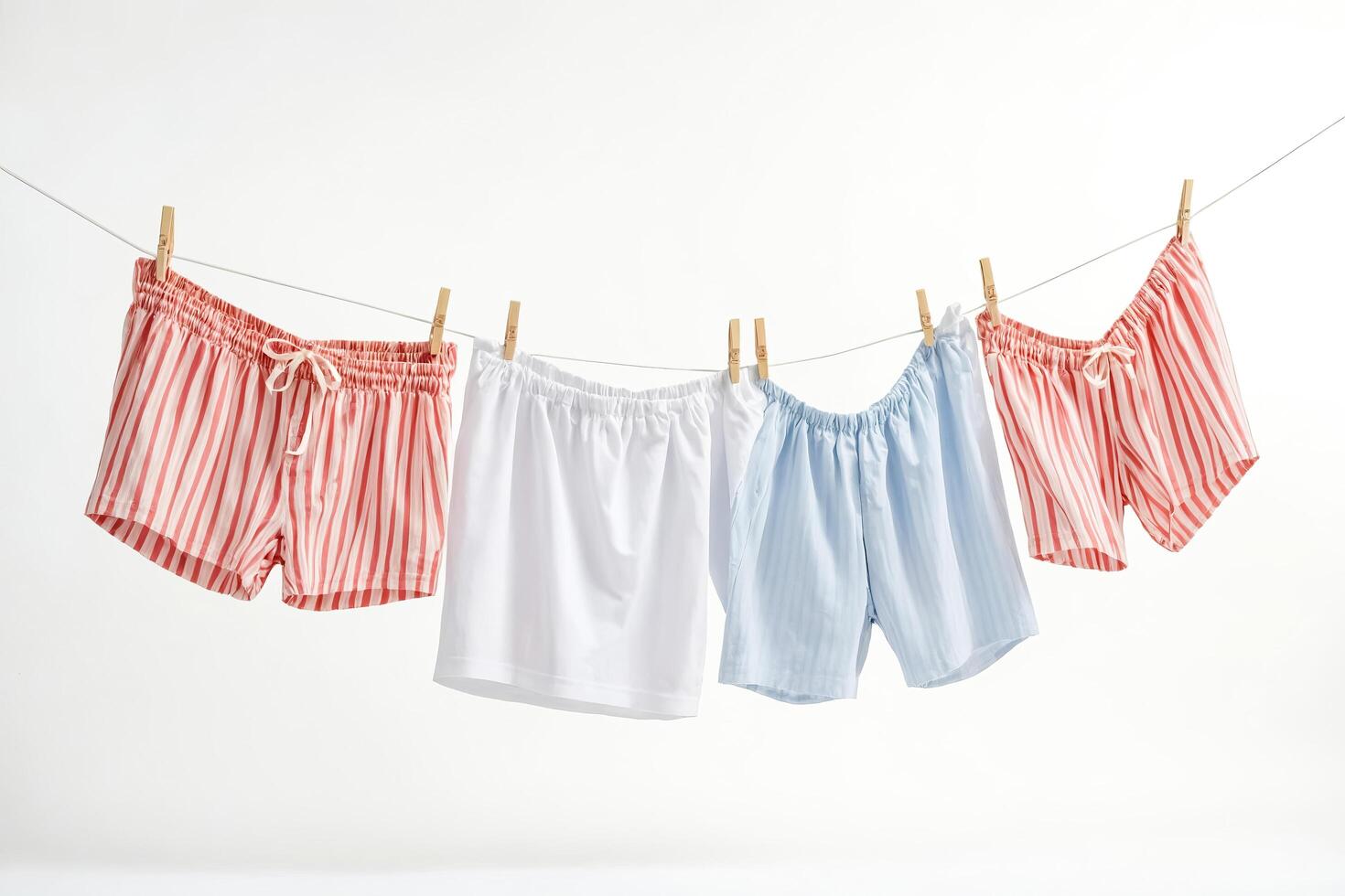 Cotton Pajama Shorts Hanging On A Clothesline photo