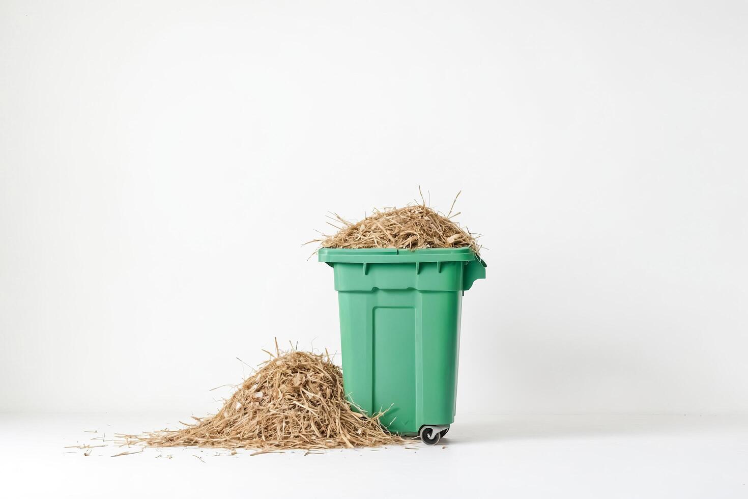 Green Recycling Bin with Hay photo