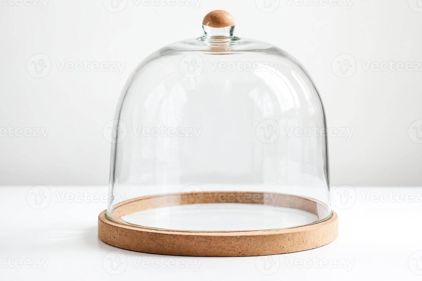Glass dome on wooden base photo