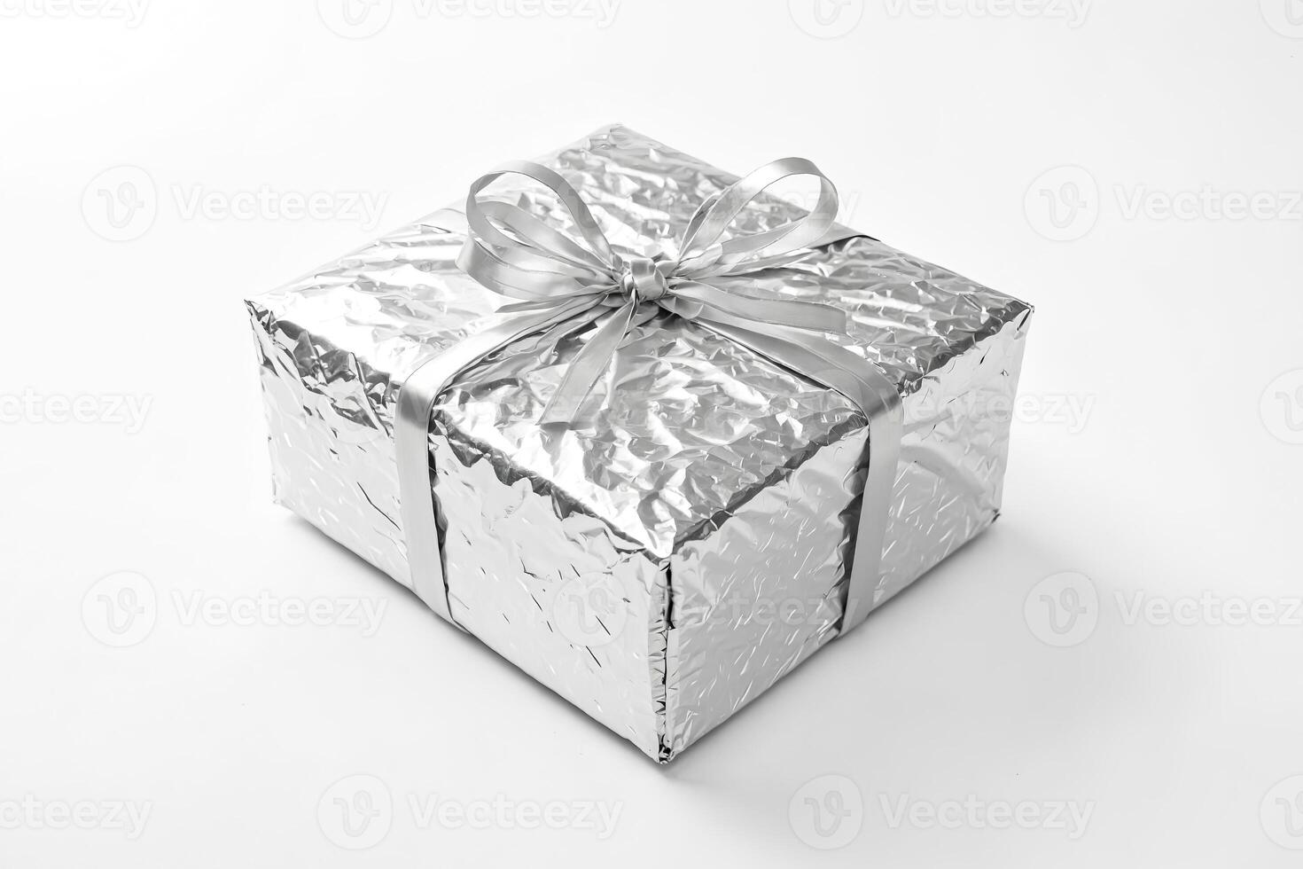 Silver Gift Box With Bow photo