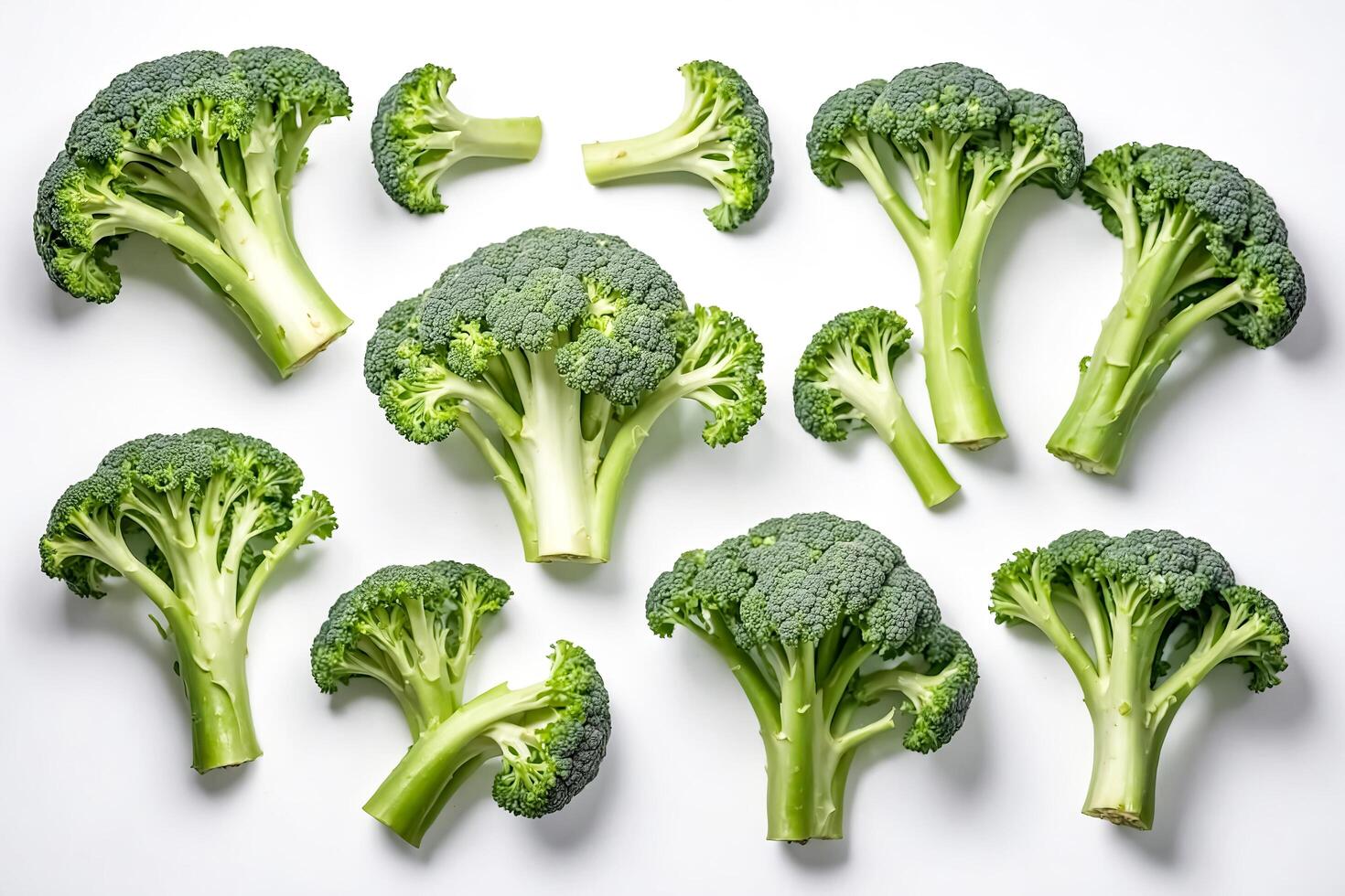 Broccoli florets on white background photo