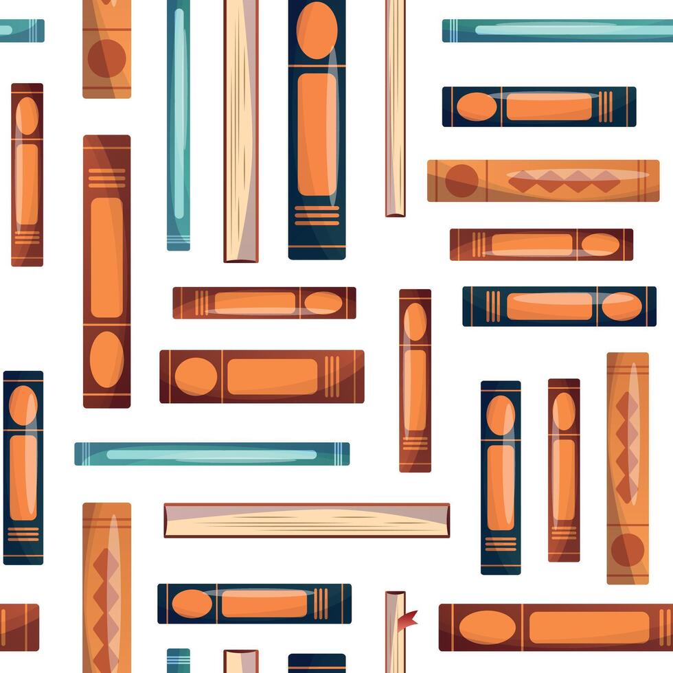 seamless school pattern on a white background. color illustration of various books, textbooks, school supplies. pattern for textile, background, packaging, wallpaper vector