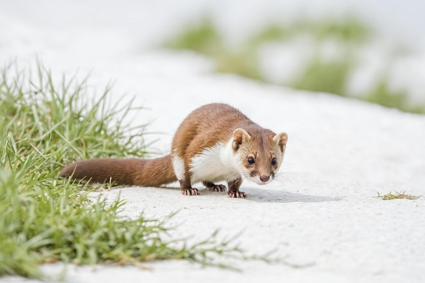 Long-tailed Weasel on White Background photo