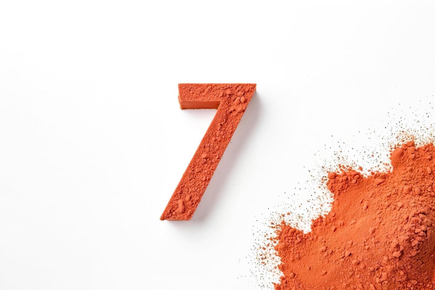 Number 7 Made of Red Clay Dust photo
