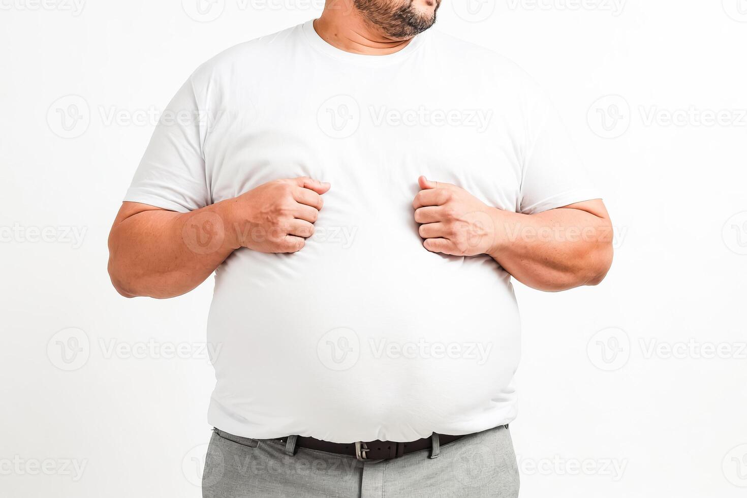 Overweight Man with White T-Shirt photo