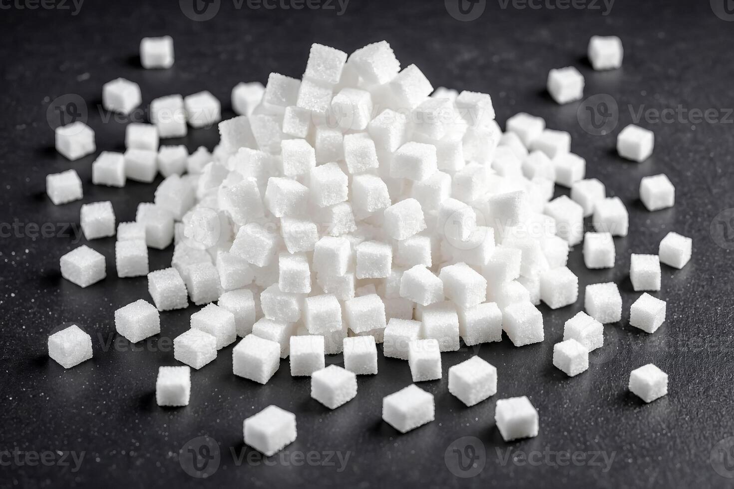Close-up of Sugar Cubes on Black Background photo