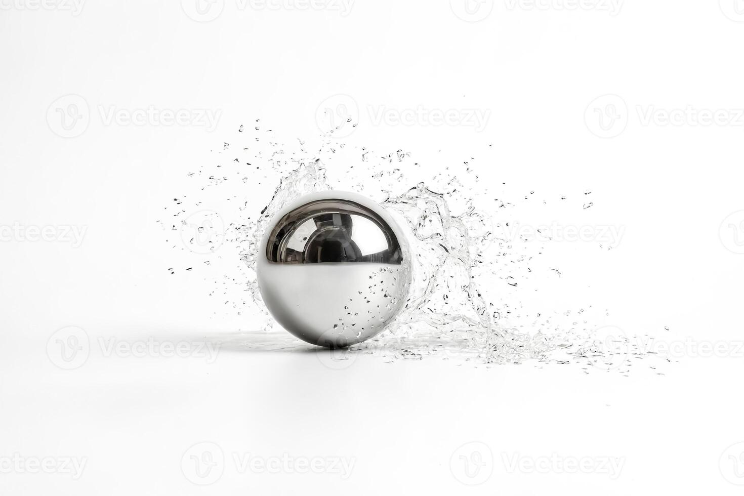 Silver sphere in water splash photo