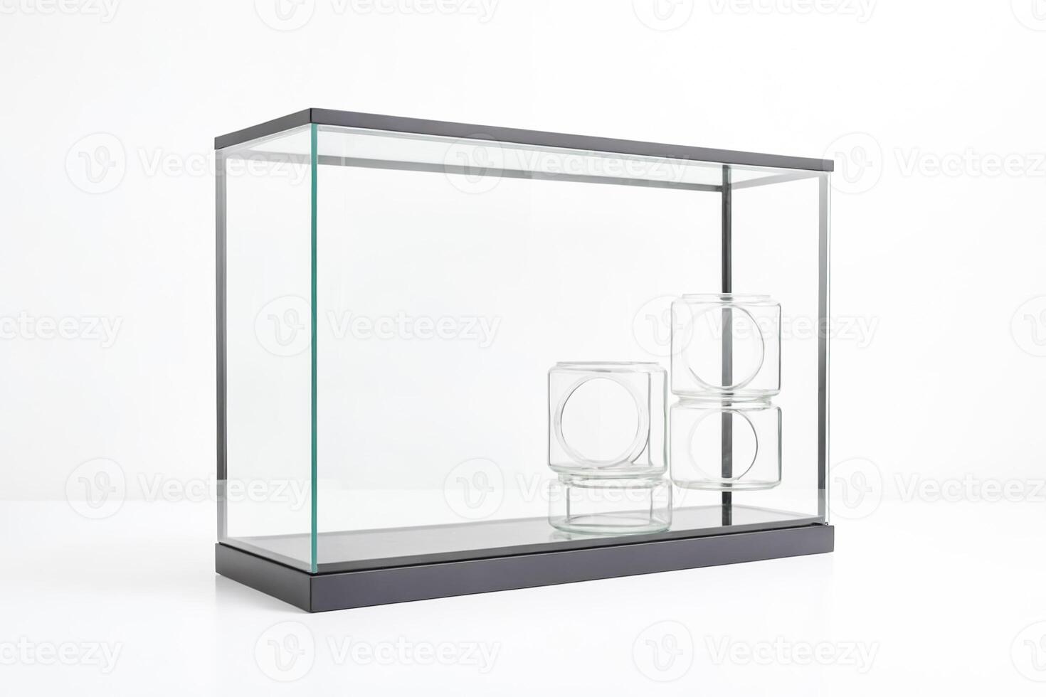 Glass Cube Display Case with Black Frame photo