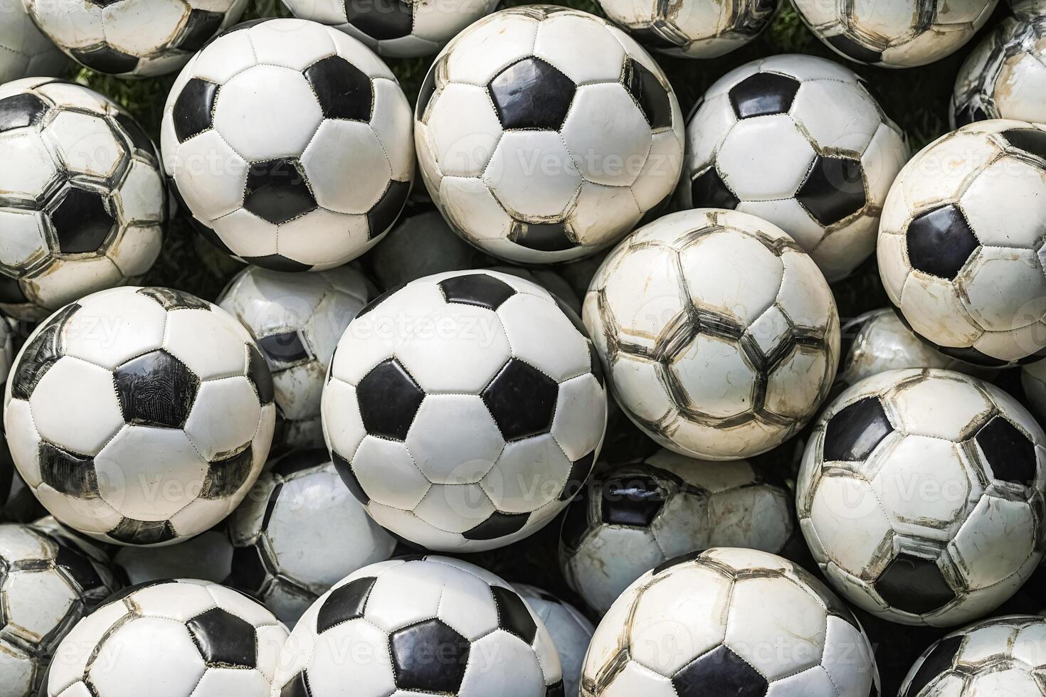 A Sea of Soccer Balls. background, texture photo
