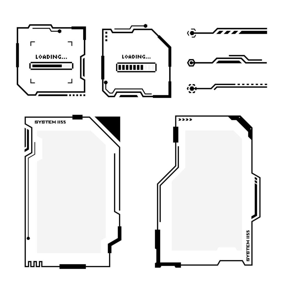 Cyberpunk Futuristic HUD frame interface set vector
