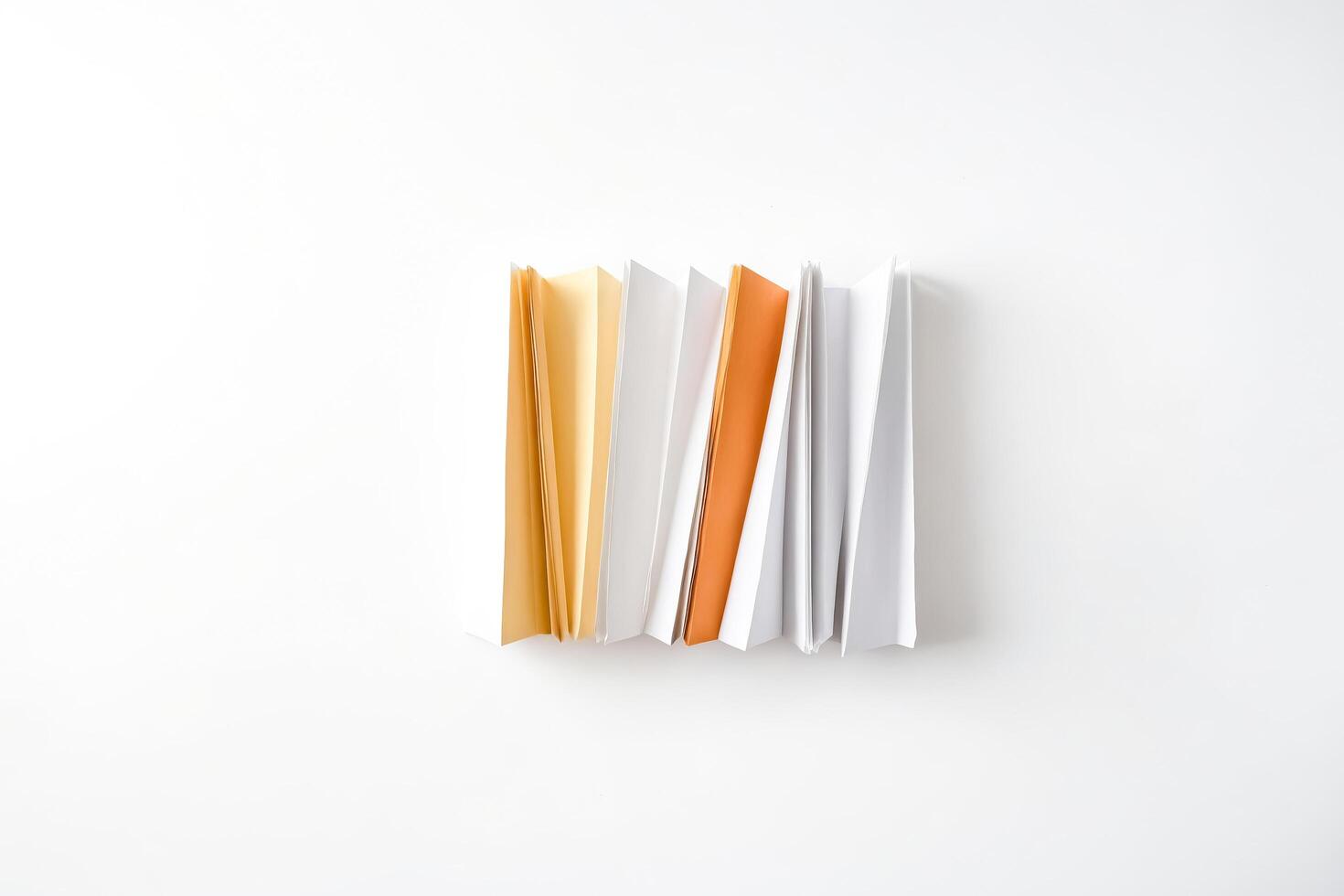 Minimalist White and Yellow Paper Stack on White Background photo