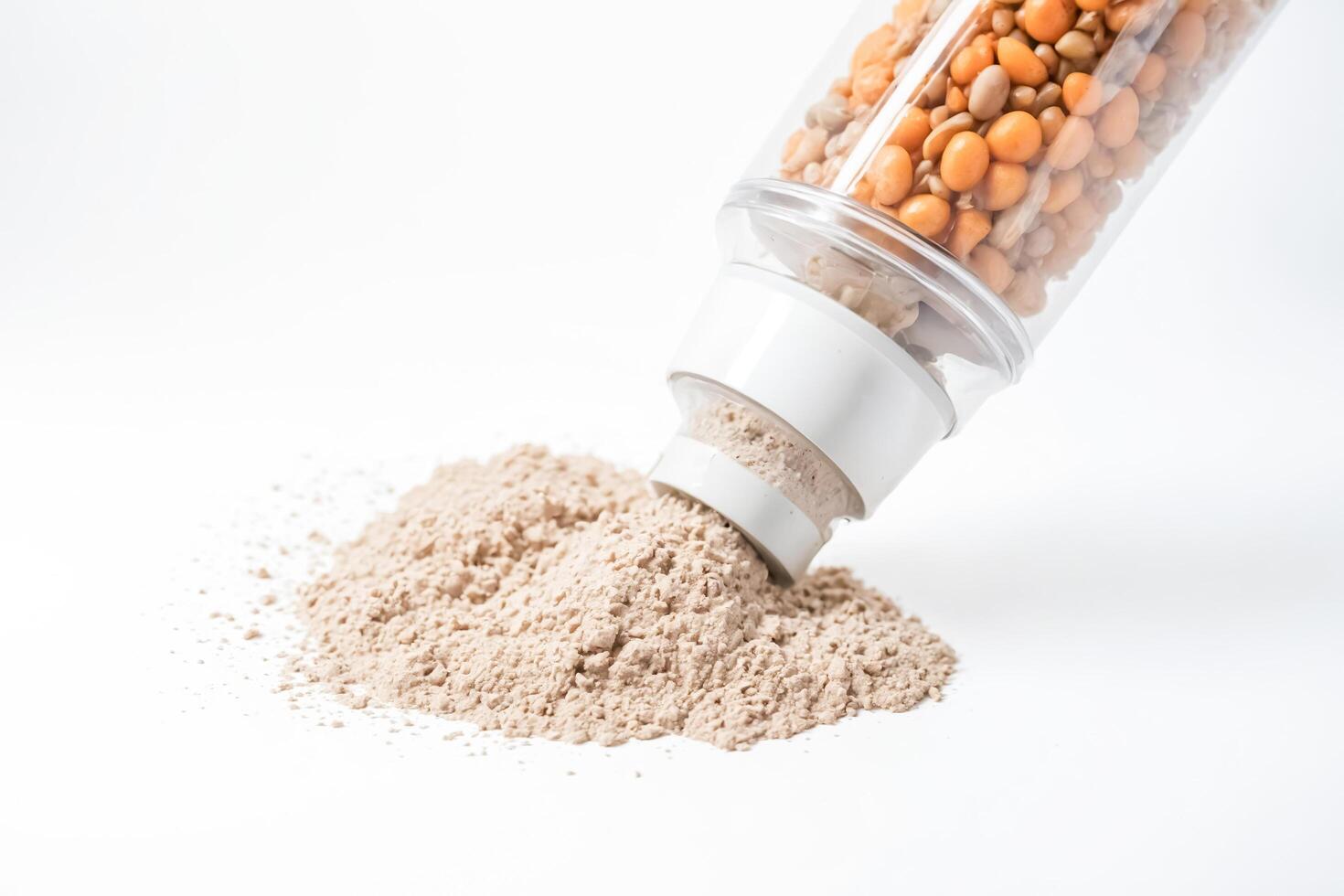 Pea Protein Powder Pouring From Container photo