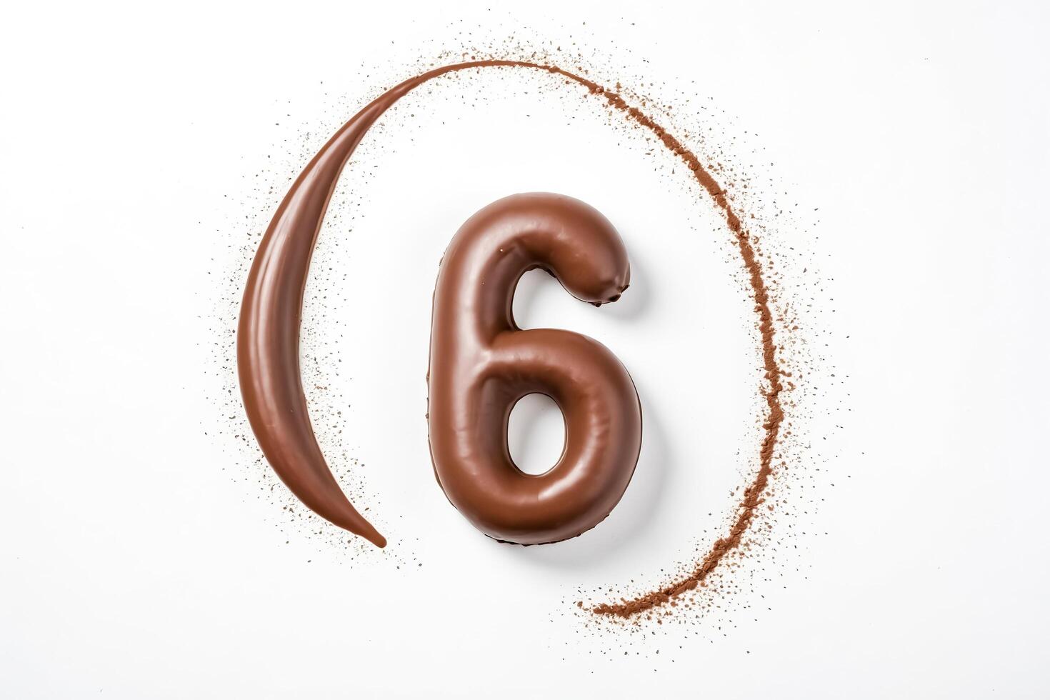 Chocolate Number Six with Cocoa Powder Circle photo