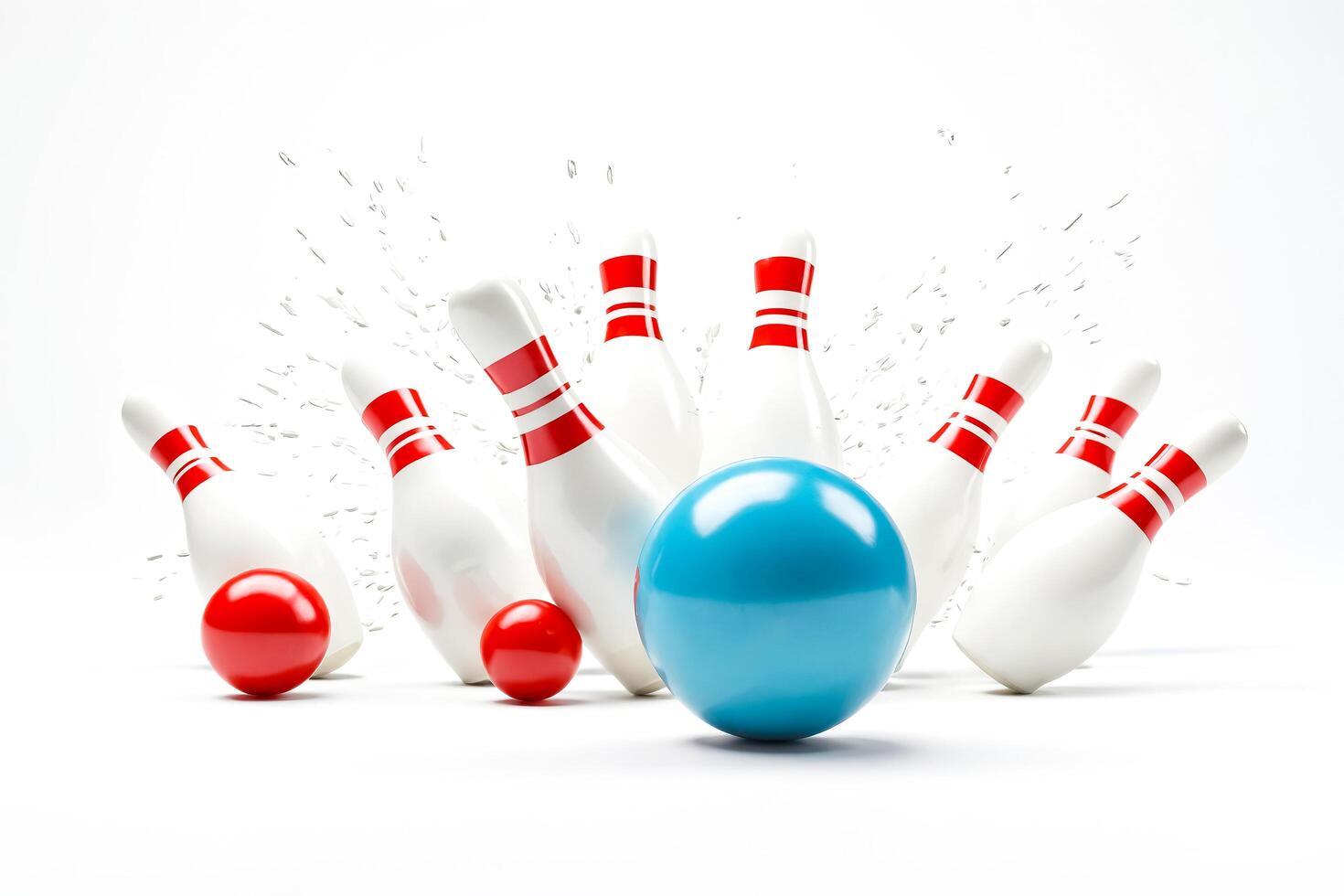 Bowling ball knocking down pins photo