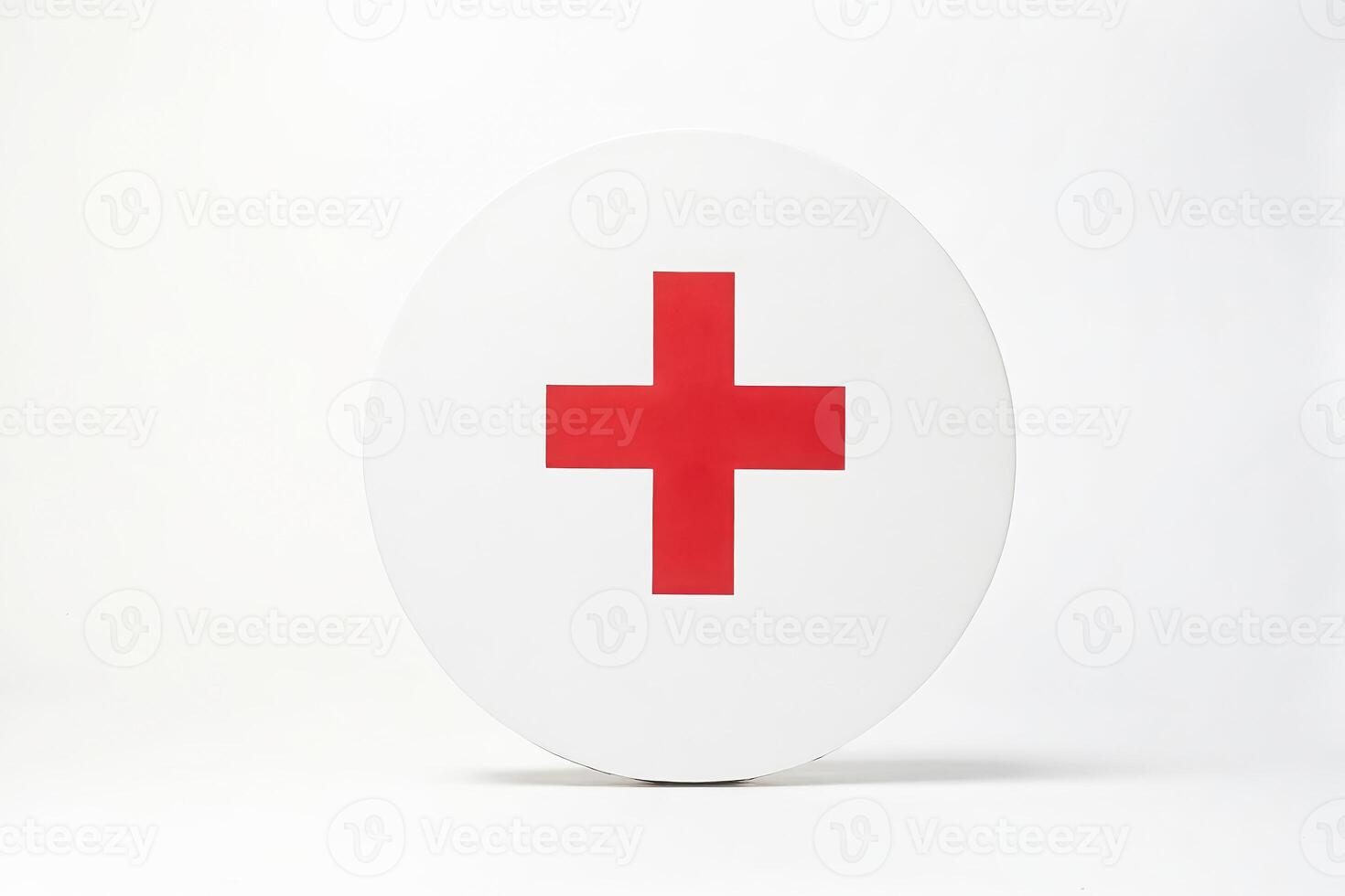Red Cross on White Circle photo