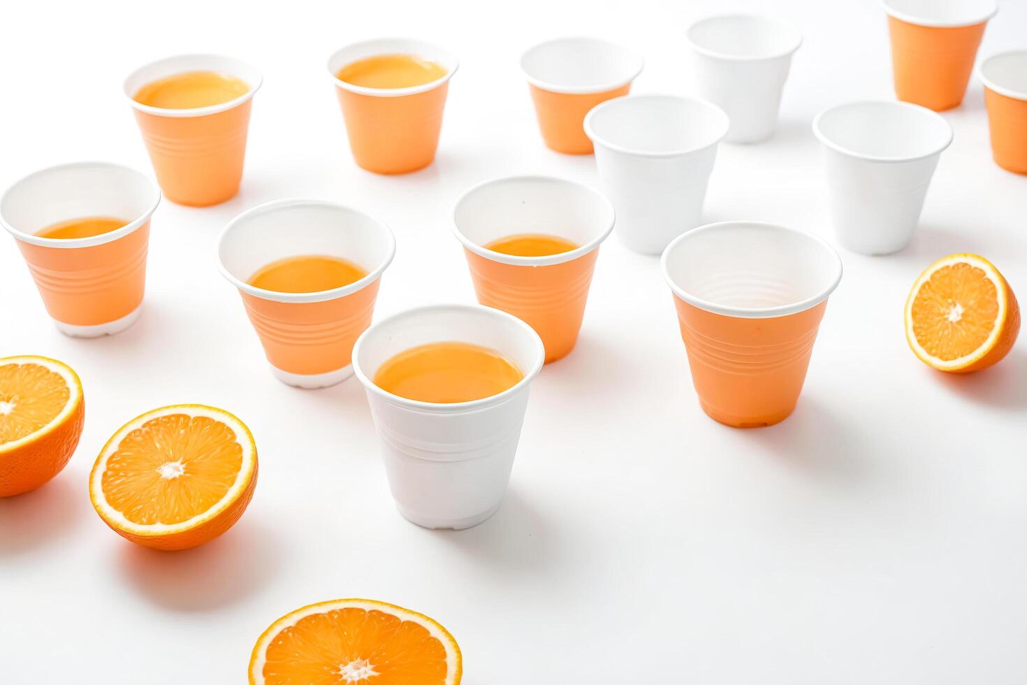 Orange Juice and Oranges on White Background photo