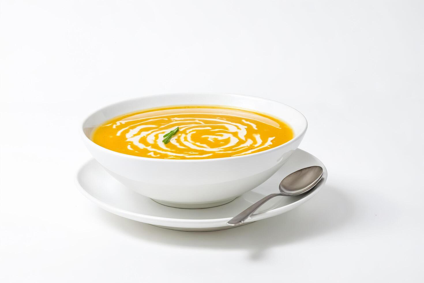 Creamy Pumpkin Soup in a White Bowl photo