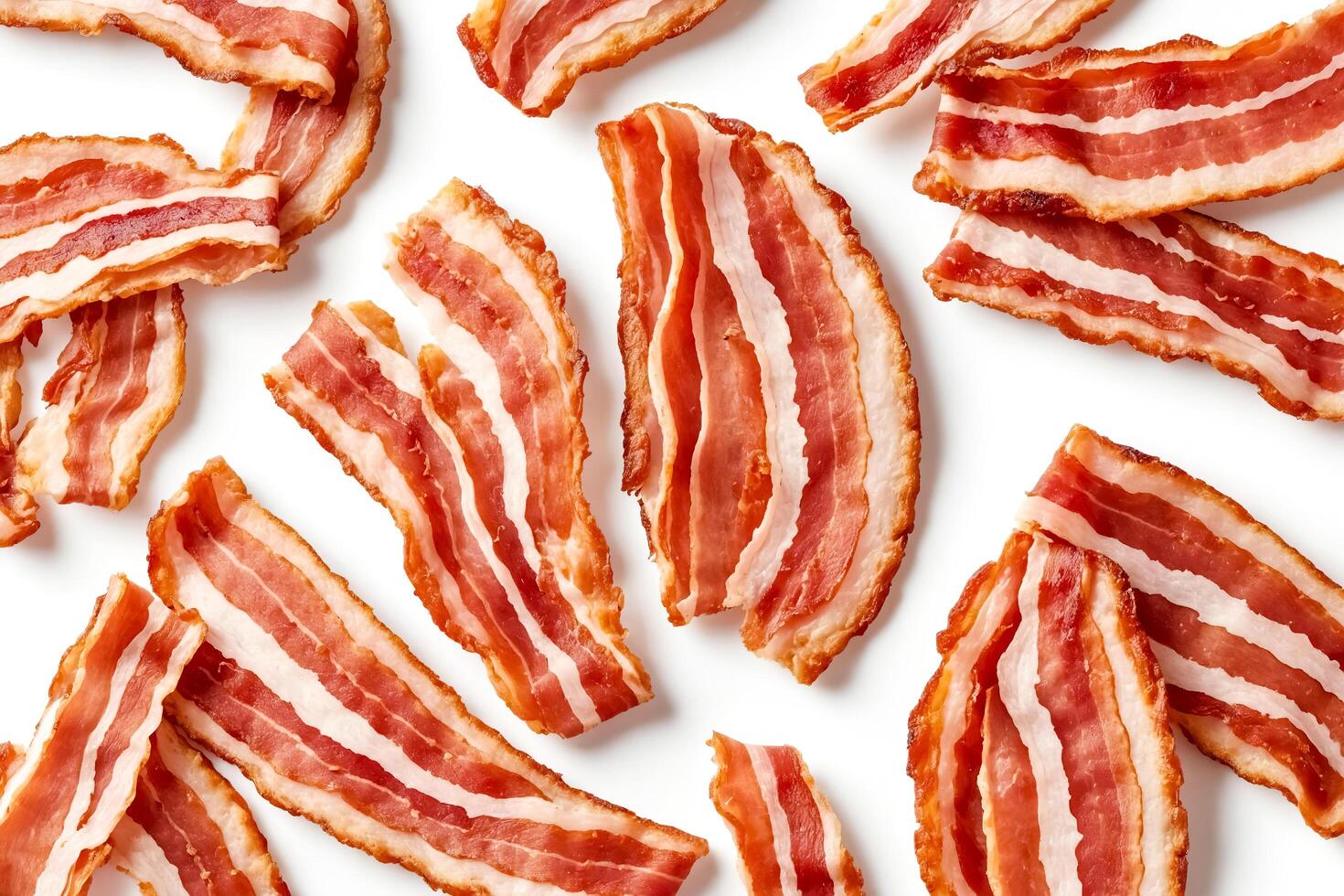 Crispy Bacon Slices Isolated on White Background photo