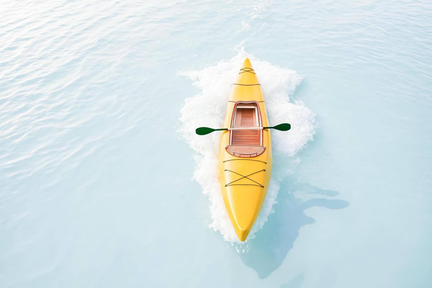 Yellow Kayak on Calm Water photo