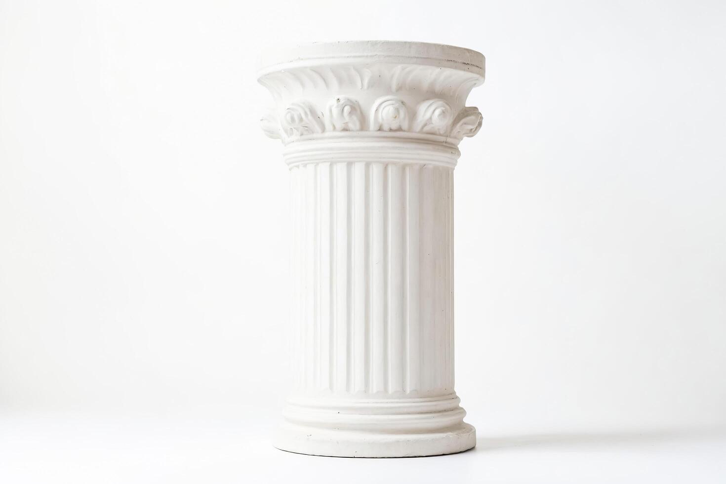 White pedestal column on white background photo