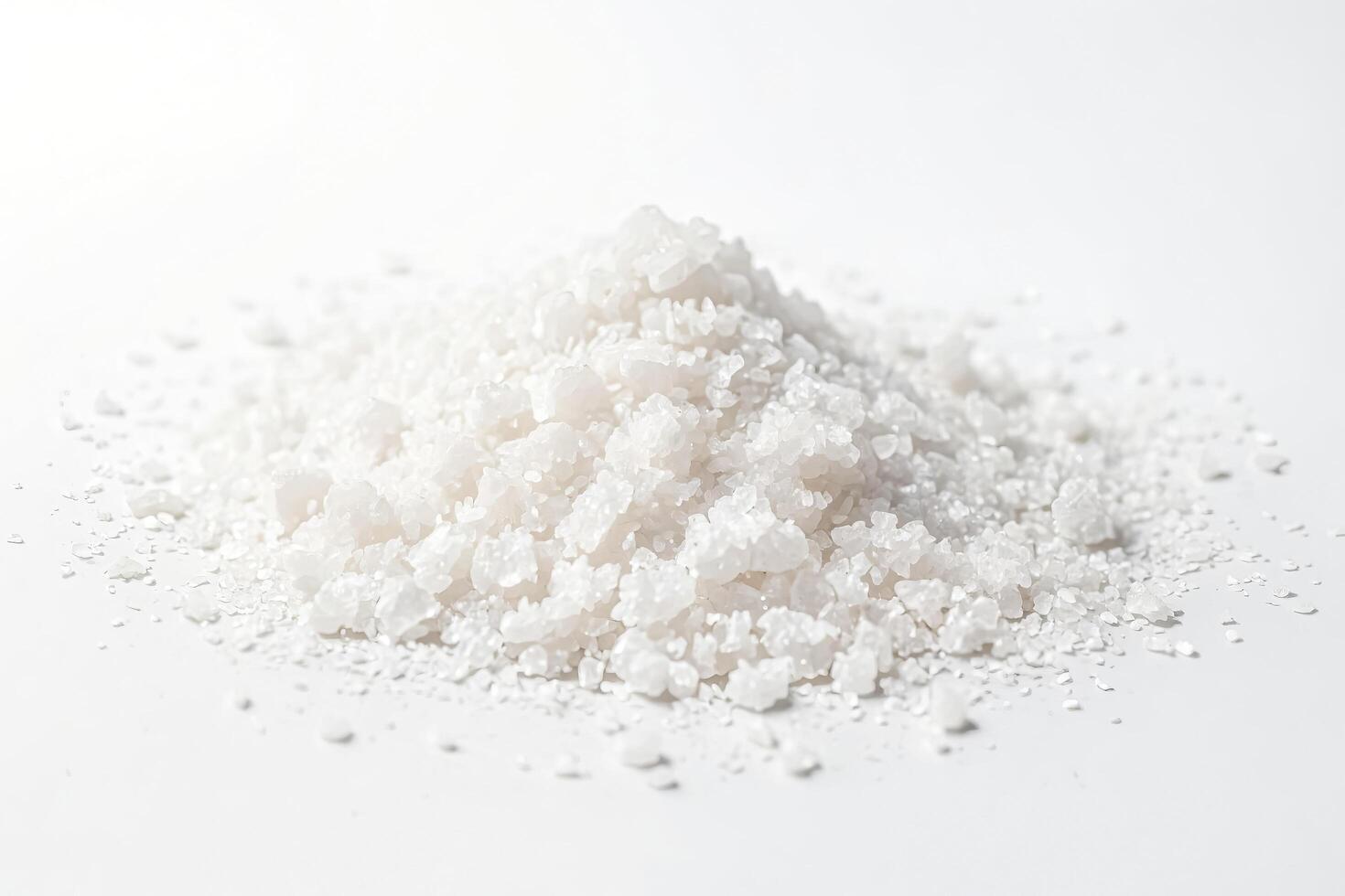 White salt crystals on a white background photo