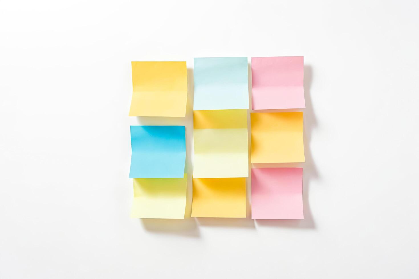 Colorful sticky notes on a white background photo