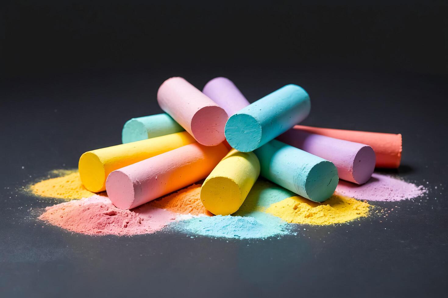 Colorful Chalk Sticks on Black Background photo