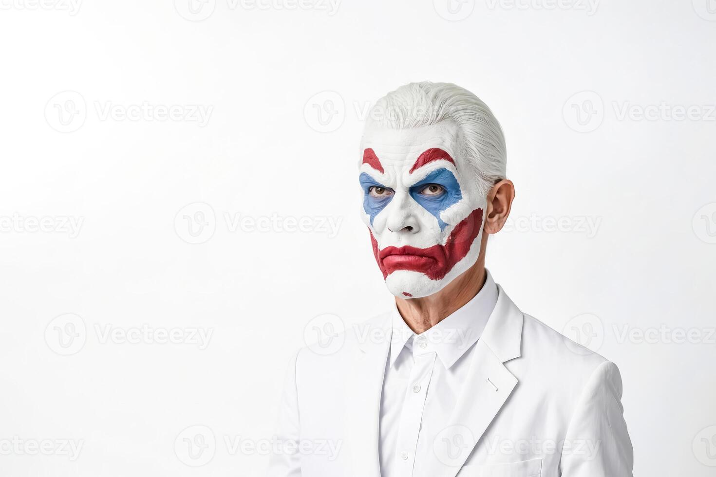 Serious Clown In White Lab Coat photo