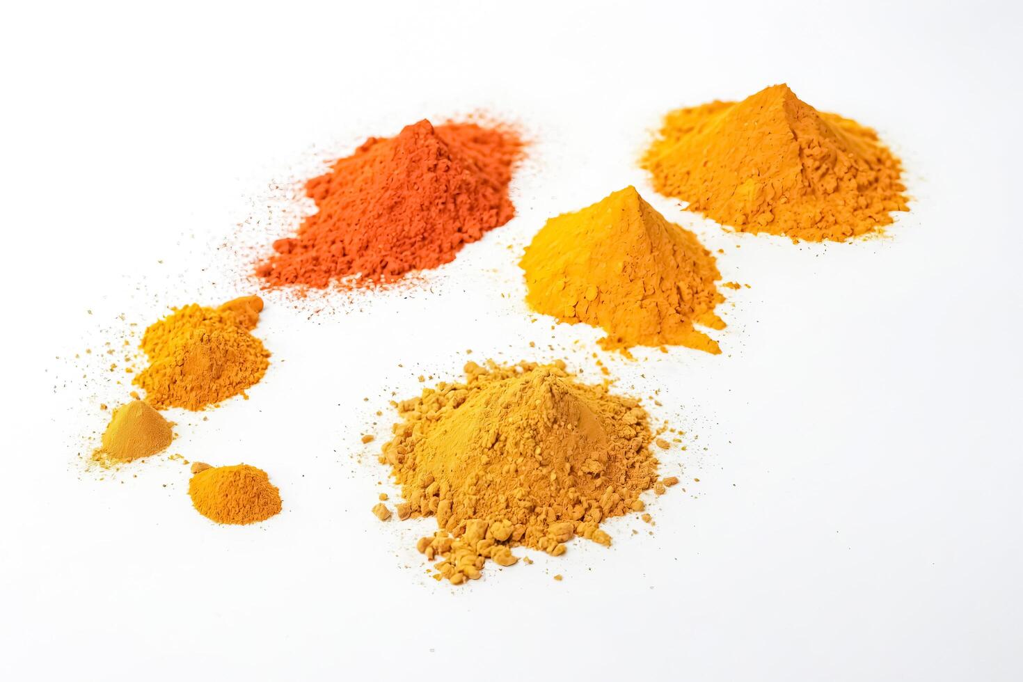 Colorful Powder Piles on White Background photo
