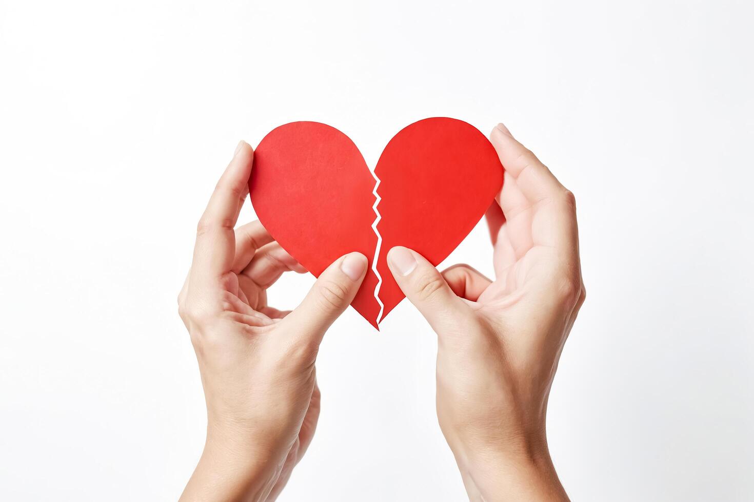 Broken Heart on white background photo