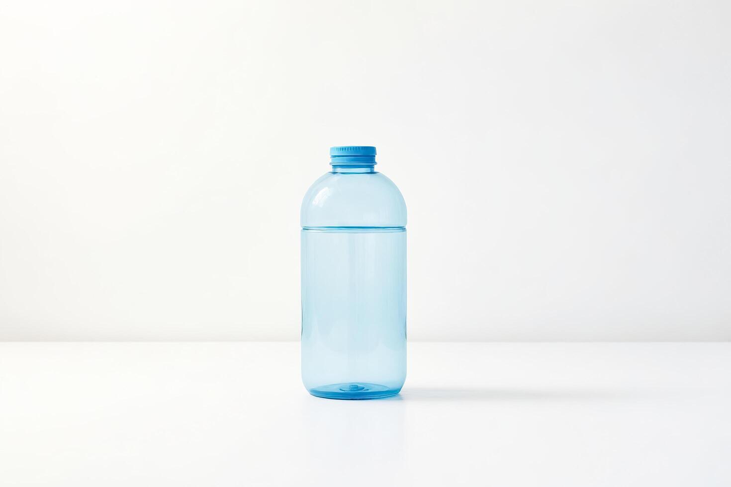 Blue Plastic Water Bottle on White Background photo