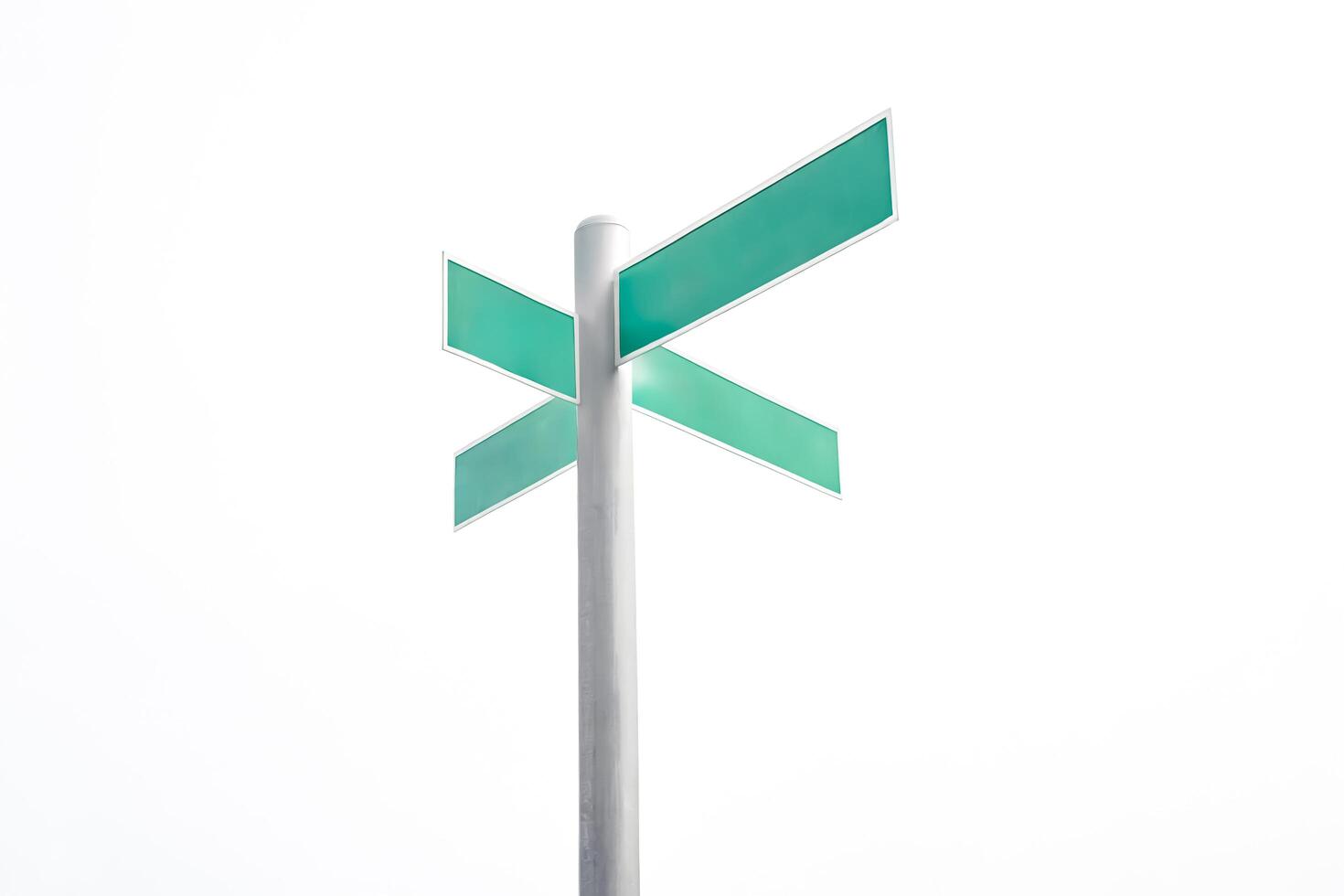 Blank Green Street Sign Isolated on White photo