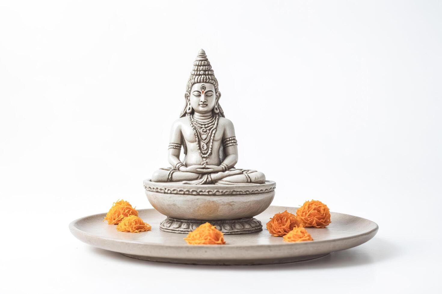 Hindu God Statue with Offerings photo