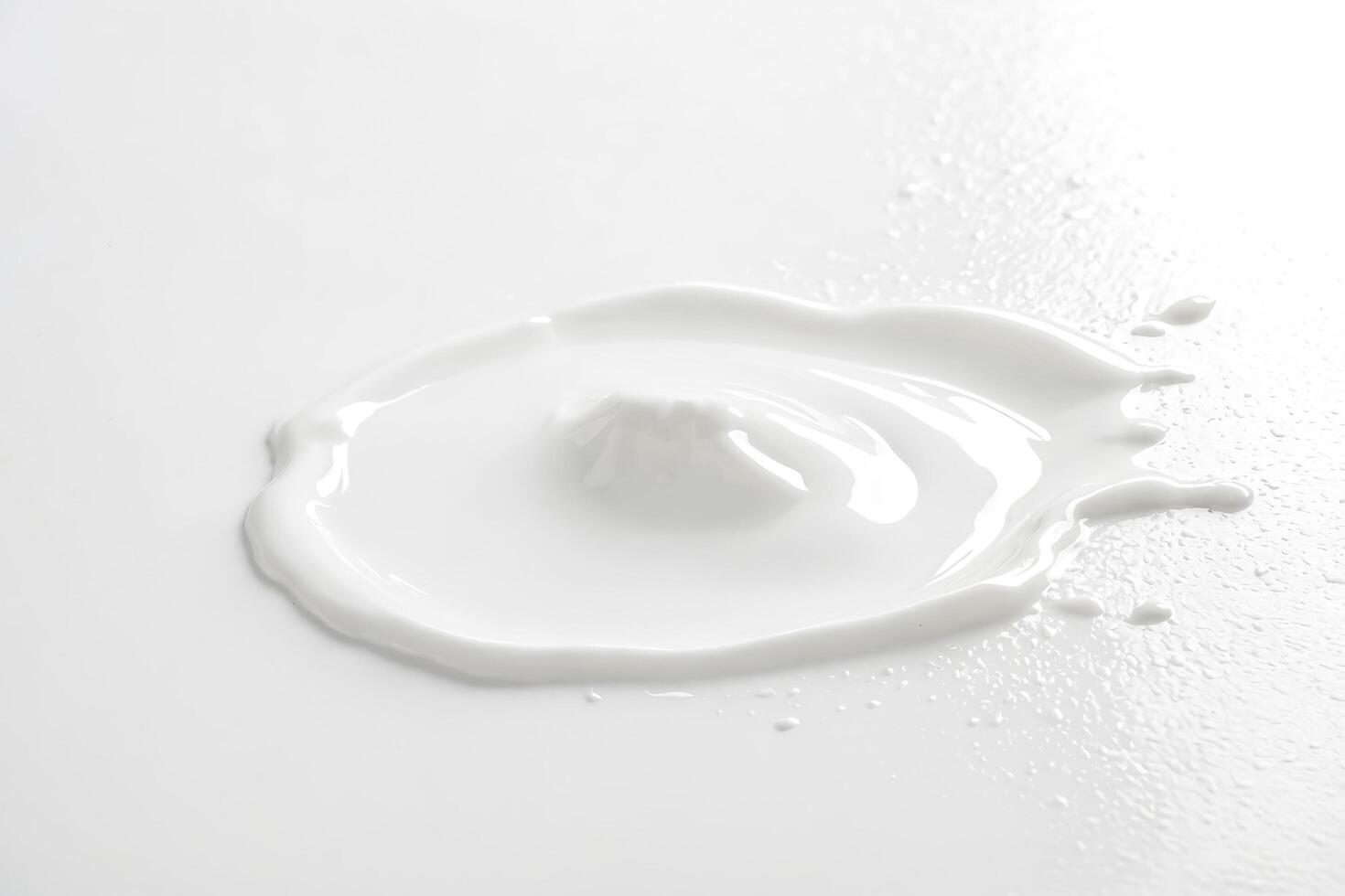 Close-up of a White Liquid Splashing and Spreading on a White Surface photo
