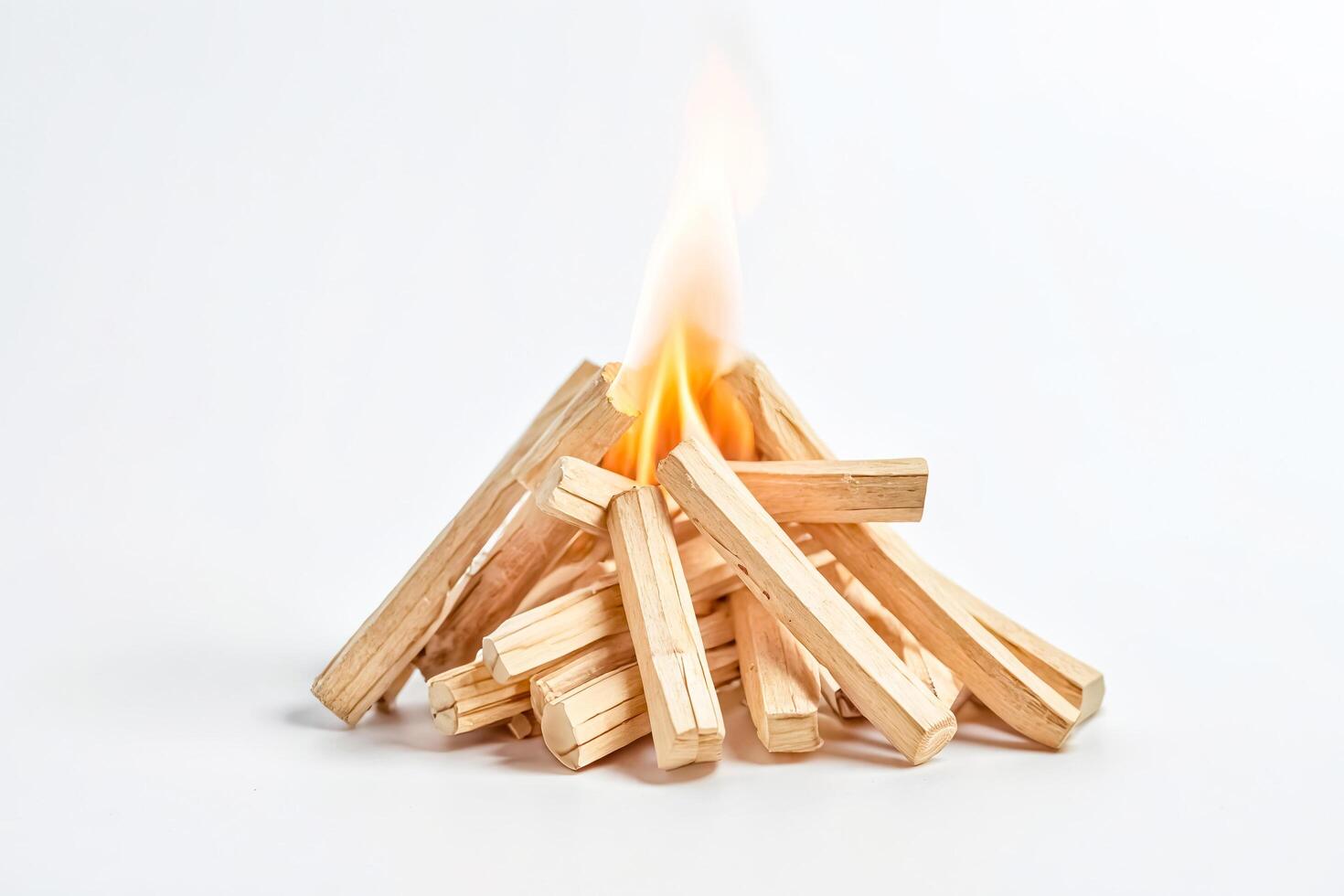 Palo Santo Burning Isolated on White Background photo