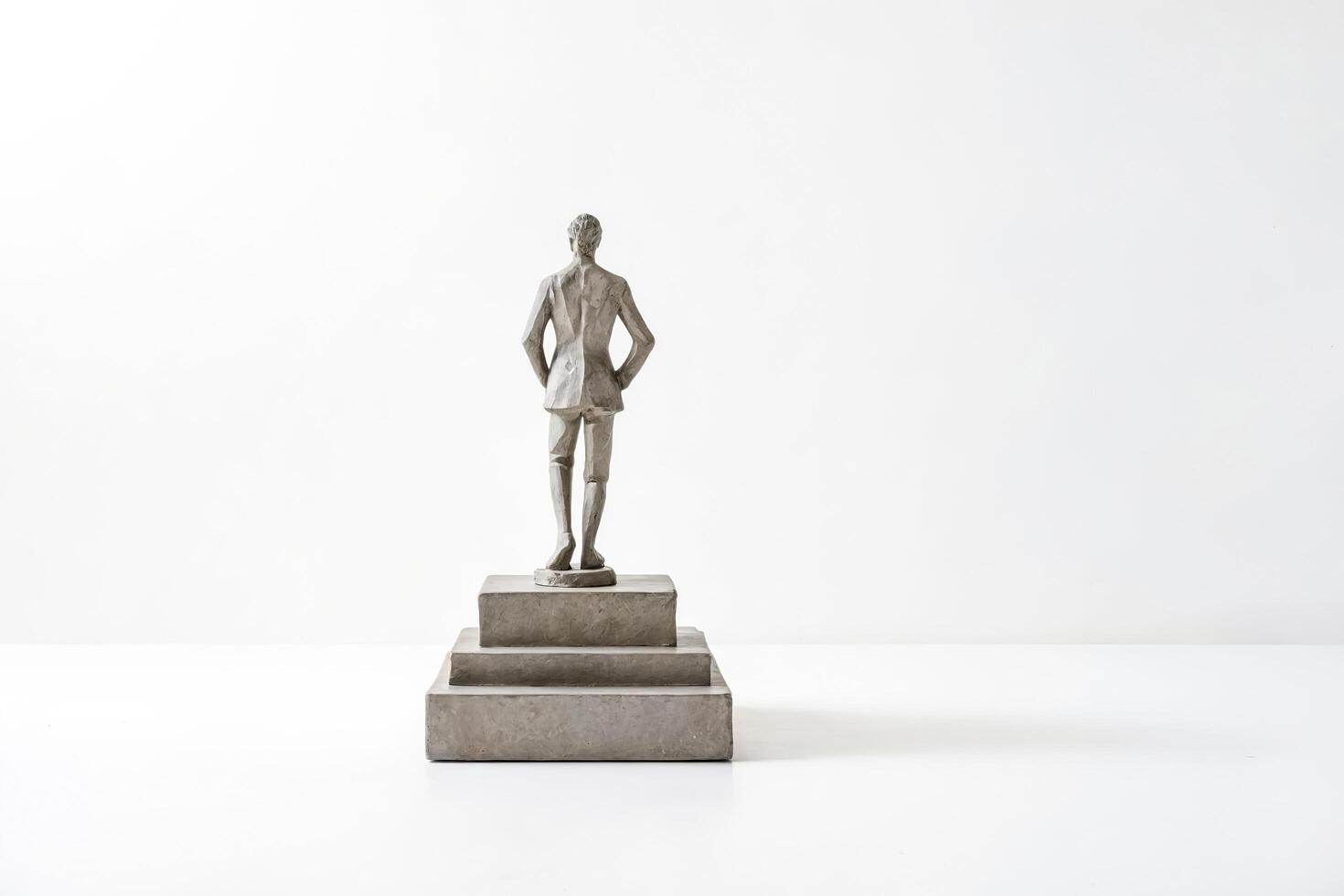 Concrete sculpture of a man standing on a platform photo