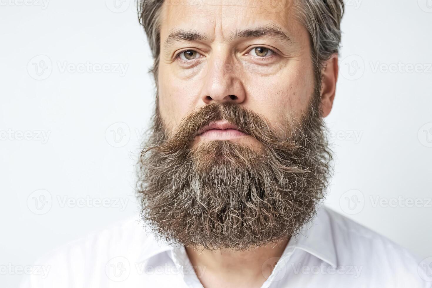 Close-up Portrait of Bearded Man with Serious Expression photo